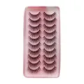 10 Paar Künstliche Wimpern Natürlicher Look Lange Wimpernverlängerung Rosa Schale - 10 Paare (SA204) / Schwarz
