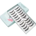 10 Paar gemischte handgemachte künstliche Wimpern in hellblauer Box für natürliches Augen-Make-up - Natürlicher Dicker Stil (W018)