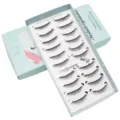 10 Paare gemischte handgemachte künstliche Wimpern Set in blauer Box natürlich - Natürlicher Dicker Stil (W019)
