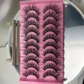10 Paar künstliche Wimpern L Schwung natürlich dicke Nerz Wimpern Make-up Set neu - Rosa Leiter Stil