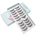 10 Paar handgemachte künstliche Wimpern Set natürlich weich lang dick Make-up Schönheitsbox. - Natürlicher Dicker Stil (W024)