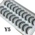 10 Paar künstliche Wimpern natürliche weiche Fake Eyelashes in weißer Schachtel für Make-up - 10 Paare (Y5) / Schwarz