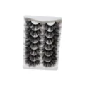 Flauschige dramatische lange künstliche Wimpern im Multipack auf weißem Tray für Augen - Struppiger Langer Stil (DSC06) / 7 Paare Set