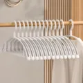 White plastic non-slip clothes hangers, seamless anti-shoulder bump design for home closet. - Upgraded Semicircle Anti-Slip Style / White
