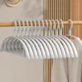 Grey plastic clothes hangers non-slip seamless shoulder protection home dorm use pack of ten - Upgraded Semicircle Anti-Slip Style / Gray