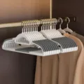 Grey non-slip clothes hangers, upgraded double-slot plastic suit hangers for home wardrobe. - Double Slot Hanger / Gray