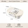 Crèmekleurige 1100ml bento lunchbox, verdeelde lekvrije voedselcontainer voor werk en school. - 1100ml Melkwit