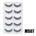 Flauschige künstliche Wimpern 5 Paar voluminöse dramatische Make-up Wimpern Werkzeuge - Hauchzarter Flauschiger Stil (MS07) / 5 Paar Set