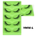 Großhandel künstliche Wimpern dicke flauschige natürliche Stile mit grünem Tablett Display - Messy-Stil (YM16-L) / 5 Paare (Grünes Tablett)