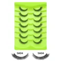 7 Paar Flared Cat Eye Künstliche Wimpern Natürlicher Look Weiche Fasern Lashes SA04 - Grüne Schale Stil (SA04) / 7 Paare Set