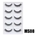 Flauschige künstliche Wimpern dramatisch voluminös dicke weiche Wimpern Set Tray MS08 - Hauchzarter Flauschiger Stil (MS08) / 5 Paar Set