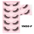 Flauschige natürliche künstliche Wimpern auf rosa Schale, dichtes und leichtes Volumen. - Messy-Stil (YM30-F) / 5 Paare (Rosa Tablett)