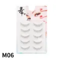 Natürliche künstliche Wimpern 5 Paar unsichtbares Band getuschte Augen Make-up leicht - Transparentes Band Stil M06 / 5 Paar Set