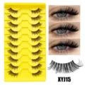 Künstliche Wimpern halbe Wimpern transparentes Band natürlicher Look 10 Paar Packung - Halb Angelschnur Stil (XYJ15) / 10 Paare Set