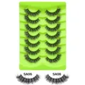 7 Paar Flared Cat Eye Falsche Wimpern Modell SA06 Grüne Schale Wimpernverlängerung Set - Grüne Schale Stil (SA06) / 7 Paare Set