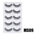 Flauschige künstliche Wimpern Set dramatisches Volumen wuschelig mit weißer Schale MS09 - Hauchzarter Flauschiger Stil (MS09) / 5 Paar Set
