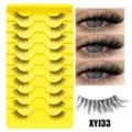 10 Paar Halbe Künstliche Wimpern Unsichtbares Band Natürlicher Look Augen Make-up Top - Halb Angelschnur Stil (XYJ33) / 10 Paare Set