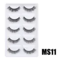 Fluffiges künstliches Wimpernset, dichte und lockige Fake Lashes Palette, Variante MS11 - Hauchzarter Flauschiger Stil (MS011) / 5 Paar Set