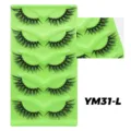 Großhandel flauschige künstliche Wimpern dicke natürliche Wimpern mit grünem Tablett YM31-L - Messy-Stil (YM31-L) / 5 Paare (Grünes Tablett)