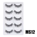 Flauschige künstliche Wimpern 5 Paar Volumen dicke dichte Wimpern Set für Make-up. - Hauchzarter Flauschiger Stil (MS012) / 5 Paar Set
