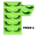 Flauschige dramatische künstliche Wimpern Multipack, dickes Volumen Fake Lashes mit grünem Tray YM26-L - Messy-Stil (YM26-L) / 5 Paare (Grünes Tablett)