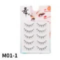 Künstliche Wimpern Variante M01, Teufel Stil spitz natürlicher Look 5 Paar für tägliches Make-up. - Durchsichtiger Bandstil M01-1 (M01-1) / 5 Paar Set