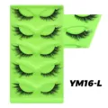 Flauschiges künstliches Wimpernset, dichte natürliche Volumen Wimpern mit grünem Tablett. - Messy-Stil (YM16-L) / 5 Paare (Grünes Tablett)