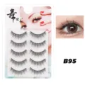 Natürliche künstliche Wimpern 5 Paar transparente Band leichte Make-up Alltags-Schönheit - Baumwollband-Stil B95 (B95) / 5 Paar Set