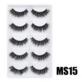Flauschiges dramatisches künstliches Wimpernset mit dickem Volumen für tolles Augen-Make-up. - Hauchzarter Flauschiger Stil (MS015) / 5 Paar Set