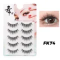 5 Paar natürliche künstliche Wimpern mit unsichtbarem Band für perfektes Alltags-Make-up. - Baumwollband-Stil FK74 (FK74) / 5 Paar Set