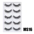 Flauschige künstliche Wimpern dramatisches Volumen 5 Paar Set Make-up Zubehör MS16 - Hauchzarter Flauschiger Stil (MS016) / 5 Paar Set