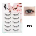 5 Paar Natürliche Künstliche Wimpern Transparenter Band Einzelne Wimpern Make-up Werkzeuge - Baumwollband-Stil B96 (B96) / 5 Paar Set
