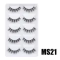 Flauschige dichte künstliche Wimpern 5 Paar Set im weißen Tablett passend für den US-Stil. - Hauchzarter Flauschiger Stil (MS21) / 5 Paar Set