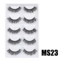 Flauschige künstliche Wimpern, dichte geschwungene Fake Eyelashes auf weißem Tray MS23 - Hauchzarter Flauschiger Stil (MS23) / 5 Paar Set