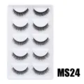 Flauschige dichte künstliche Wimpern Multipack, natürliches Volumen schwarze Wimpern weiße Schale - Hauchzarter Flauschiger Stil (MS24) / 5 Paar Set
