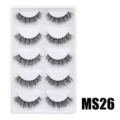 Flauschige dramatische künstliche Wimpern mehrschichtig dicke Wimpern auf weißem Tray - Hauchzarter Flauschiger Stil (MS26) / 5 Paar Set