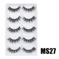 Flauschige dramatische künstliche Wimpern im Set mit weißem Tray für tolle Augen. - Hauchzarter Flauschiger Stil (MS27) / 5 Paar Set