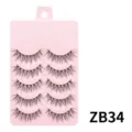 5 Paar künstliche Wimpern natürliche tägliche Cosplay Fake Lashes Modell ZB34 Augen Make-up - Stil ZB34 (ZB34) / 5 Paar Packung (Baumwollband)