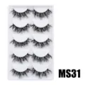 Flauschige dramatische künstliche Wimpern Mehrfachpackung voluminöses Make-up Werkzeug - Hauchzarter Flauschiger Stil (MS31) / 5 Paar Set