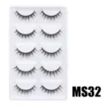 Flauschiges künstliches Wimpern Set mehrfaches Volumen Nerz Wimpern Tablett Verpackung Make-up Neu - Hauchzarter Flauschiger Stil (MS32) / 5 Paar Set