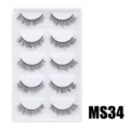 Flauschige künstliche Wimpern 5 Paar dramatisches Volumen wuschelig Wimpern Set Tray. - Hauchzarter Flauschiger Stil (MS34) / 5 Paar Set