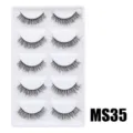 Flauschige künstliche Wimpern Set, 5 Paar dichte dramatische Falsche Wimpern auf Tray. - Hauchzarter Flauschiger Stil (MS35) / 5 Paar Set