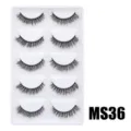 Flauschige künstliche Wimpern, dick geschwungene dramatische europäische und amerikanische Wimpern MS36 - Hauchzarter Flauschiger Stil (MS36) / 5 Paar Set