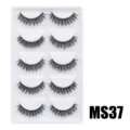 Flauschige künstliche Wimpern Set in weißer Schale dichter dramatischer Make-up Stil 10Stk - Hauchzarter Flauschiger Stil (MS37) / 5 Paar Set