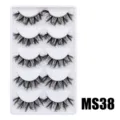 Flauschige künstliche Wimpern Großpackung, dichte geschwungene Make-up Wimpern für Frauen. - Hauchzarter Flauschiger Stil (MS38) / 5 Paar Set