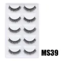Künstliche Nerz-Wimpern im Set, flauschig voluminöse dramatische dicke Wimpern, 5 Paar Pack. - Hauchzarter Flauschiger Stil (MS39) / 5 Paar Set