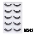 Flauschige künstliche Wimpern Variante, dicker und geschwungener Stil für dramatisches Augen Make-up. - Hauchzarter Flauschiger Stil (MS42) / 5 Paar Set