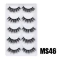 Flauschiges dramatisches künstliches Wimpernset mit dickem Volumen und praktischer weißer Ablage für Make-up. - Hauchzarter Flauschiger Stil (MS46) / 5 Paar Set