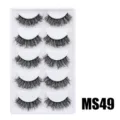 Flauschige künstliche Wimpern 5 Paar dramatisches Volumen dick geschwungen US Style Make-up. - Hauchzarter Flauschiger Stil (MS49) / 5 Paar Set