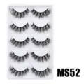 Flauschige dramatische künstliche Wimpern Multipack dick lockig für markantes Augen Make-up - Hauchzarter Flauschiger Stil (MS52) / 5 Paar Set